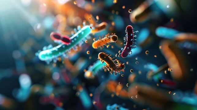 close-up of lactobacillus acidophilus colonies under a microscope, scientific research on probiotics