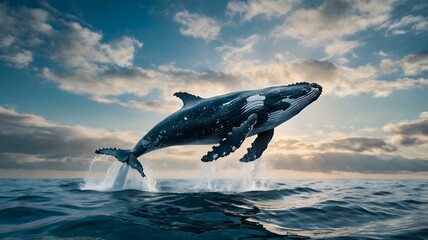 Fototapeta premium 空飛ぶクジラ