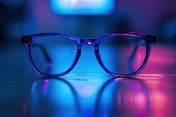 Glasses with a blue light filter for eye protection. Protecting eyes from blue light llustration image