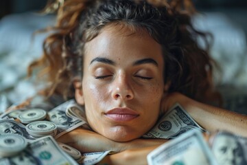 Saving for Relaxation During Boring Meeting Tired and bored individual in a business meeting, moving funds into a savings account for a relaxing vacation destination or spa