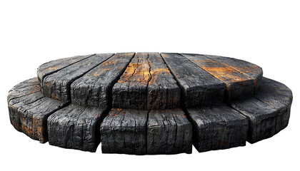 The image of wooden platform with two steps, isolate on white background