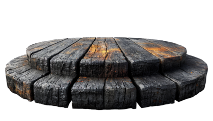 The image of wooden platform with two steps, isolate on white background
