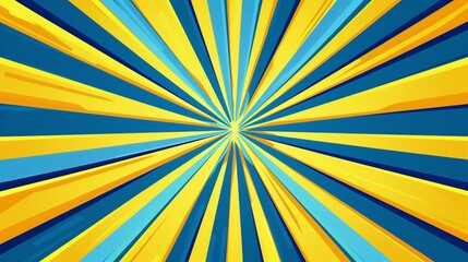 Obraz premium Radiant Abstract Sunburst Design with Blue and Yellow Stripes