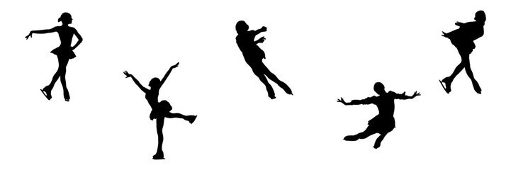 Set group silhouette illustration  background skating