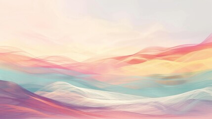 Obraz premium A calming digital artwork depicting an ethereal landscape with pastel hues. soft, blended brush strokes in teal and pink, highlighting a serene scene
