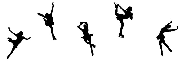 Set group silhouette illustration  background skating