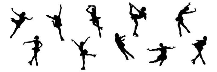Set group silhouette illustration  background skating
