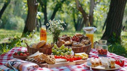 National Picnic Month: Bountiful Picnic in the Park Representing Family Bonding and Fun