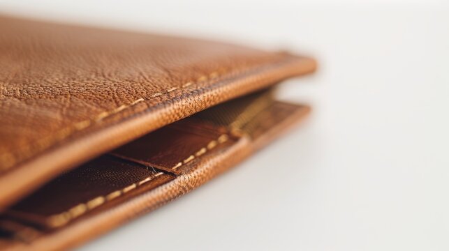 Up-close look at a hand-stitched leather wallet showcasing expert craftsmanship