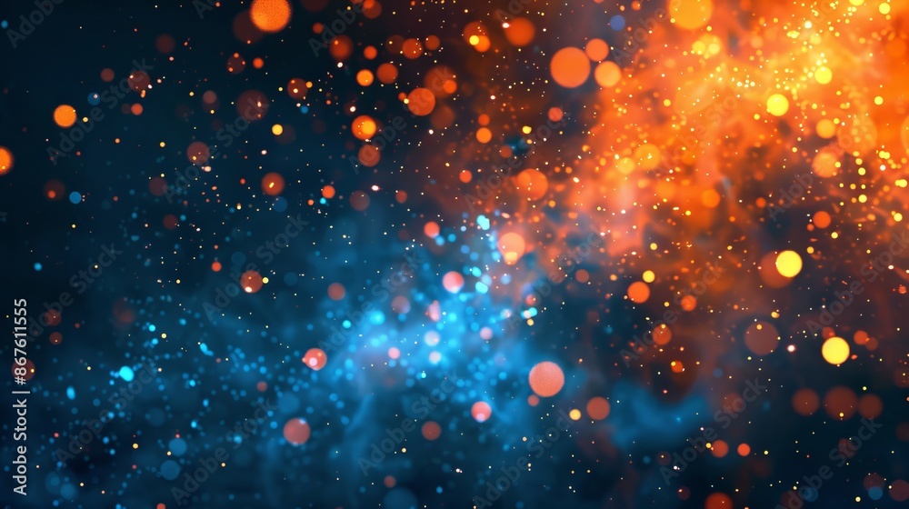 Wall mural abstract orange and blue splash background with copy space – dynamic and vibrant colorful texture, i