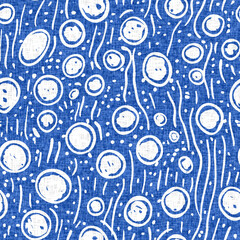 Soft blu water bubbles circle dot seamless texture pattern. Beachy circles like a organic wet pool droplet background for summer design repeat tile. 