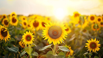Fototapeta premium National Sunflower Day: Bright Sunflowers in Bloom Symbolizing Happiness and Positivity