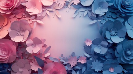 Elegant floral paper-cut design on solid color background with space for text. Perfect for banners, invitations, and decorative elements