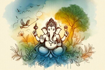 indian hindu religion god ganesh or ganesha idol for offering prayers during hindu festival Ganesh chathurthi,wedding,hindu ceremony,opening ceremony,good luck,
invitation