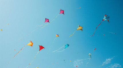 International Kite Day: Brightly Colored Kites Flying High Representing Freedom and Joy