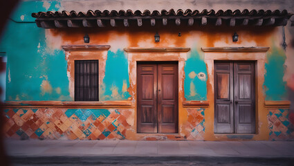 Fototapeta premium old wooden window with shutters