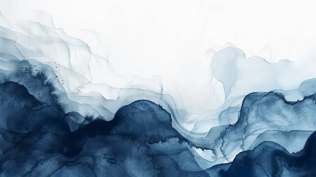 abstract watercolor background with dark blue gradient, fluid curved lines, and white space for text - ideal for artistic designs, invitations, and social media graphics