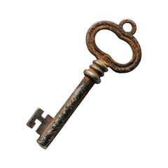 Old key vintage design rust isolated on transparent background cut out png