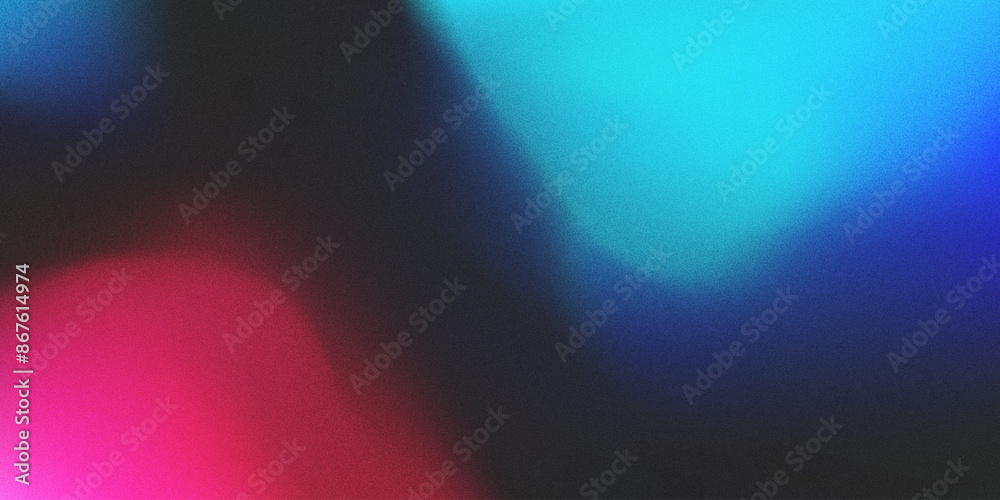 Poster Color gradient lights on black background, abstract blue and red grain gradation texture, vector pink soft blur with noise texture abstract background
