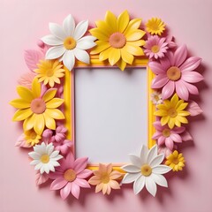 Fototapeta premium pink frame with flowers