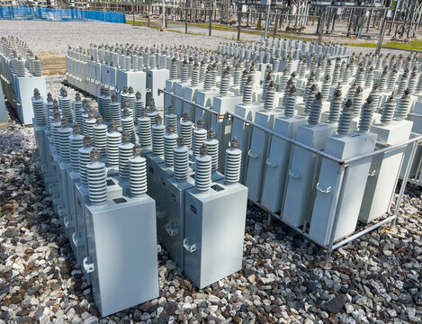 A Capacitor unit  aiding in Var supply to adjust power factor in a Power system