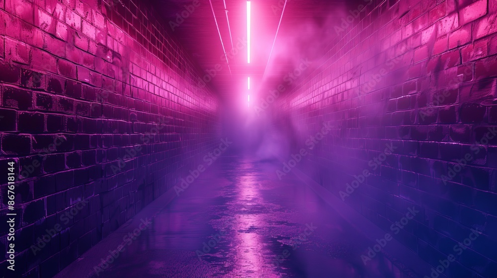 Wall mural futuristic glowing neon background with high-tech lines, abstract illuminated design for technology 