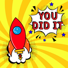 You did it Comic pop-art style. Contest pop art comic style. Can be used for business, marketing and advertising.