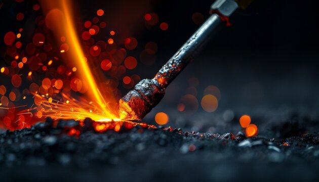 Metal Rod Being Heated Over Coals