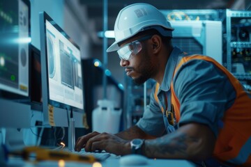 Industrial Worker Using Computer