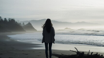 Peaceful ocean waves on the sandy beach.