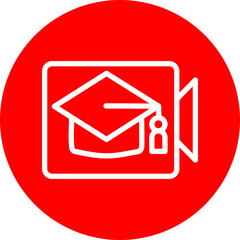 Educational Videos Vector Line white Circle Red