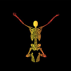 Skeleton sit break with pray