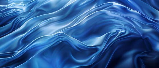 Obraz premium Abstract blue wavy background ,a blue wavy fabric on a black background ,abstract blue background with flowing, smooth lines that shimmer and shine