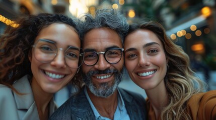 Obraz premium A Night Out In The City With Friends: Captured Smiles And Shared Laughter. Generative AI