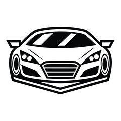 Fototapeta premium car silhouette on white background. Vehicle icons set view from side, front, back, and top, car logo vector design.