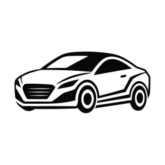 car silhouette on white background. Vehicle icons set view from side, front, back, and top, car logo vector design.