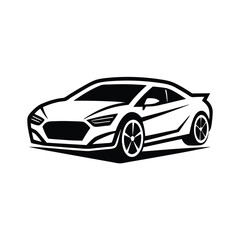 Fototapeta premium car silhouette on white background. Vehicle icons set view from side, front, back, and top, car logo vector design.
