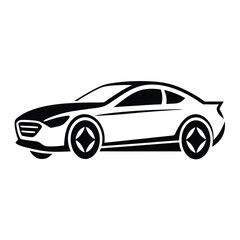 Fototapeta premium car silhouette on white background. Vehicle icons set view from side, front, back, and top, car logo vector design.
