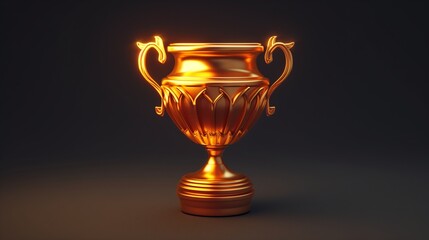 Golden Trophy Shining Brightly on a Pedestal, Glowing in the Spotlight