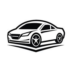 Fototapeta premium car silhouette on white background. Vehicle icons set view from side, front, back, and top, car logo vector design.