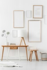 Gallery Wall Display in Minimalist White Room, White Room, Gallery Wall, Blank Canvases