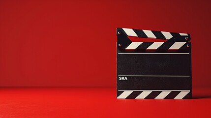 Classic Black and White Clapperboard on Red Background for Film and Media Production