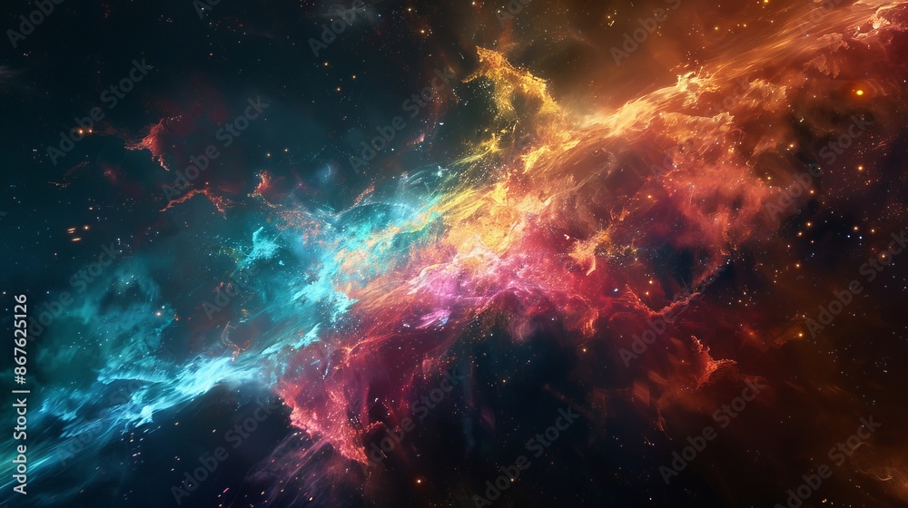 Canvas Prints colorful plasma field in deep space with nebula and stars - vibrant cosmic scene with intense energy