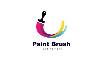 Obraz premium Brush and paint with full color with minimalist design style logo