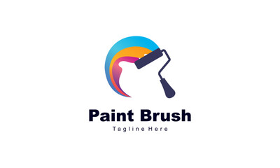 Brush and paint with full color with minimalist design style logo