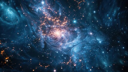Fototapeta premium A mysterious, glowing cosmic net in deep space., image of galaxy universe space beautiful like magic in dream.