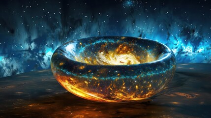 A mysterious, glowing void in the cosmic microwave background., image of galaxy universe space beautiful like magic in dream.