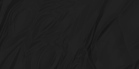 black wrinkly backdrop paper background. panorama black grunge wrinkly paper texture. black crumpled and top view textures can be used for background of text or any contents.	