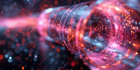 Obraz premium Illuminated Data Streams: An Exploration into the Intricacies of Digital Information Flow through Advanced Computational Networks and High-Speed Data Processing Technologies