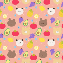 Colorful animal plant abstract flower seamless pattern illustration set.